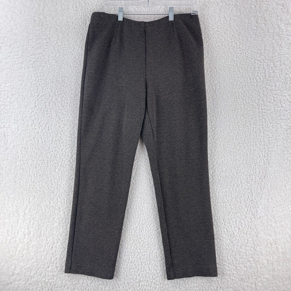 J. Jill Brown Ponte Slim Leg Pants Womens Geometric Pull On Straight Leg Size MP